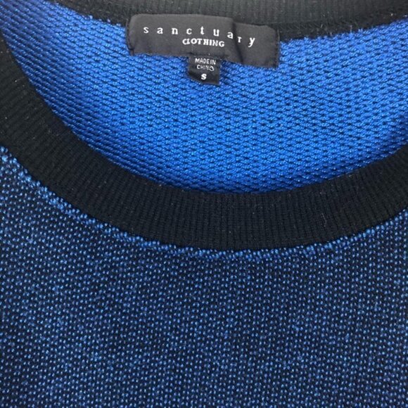 Sanctuary Navy Black Tweed Cold Shoulder Sweater Size S - Picture 4 of 5